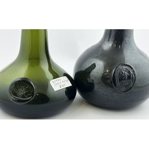 4 - SEALED ONION & SHAFT & GLOBE BOTTLE DUO. Tallest 12ins. Reproductions, heavy, Chip. (2)