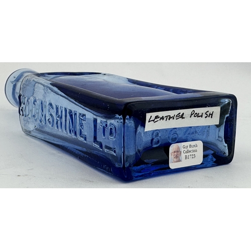 40 - CARLISLE LEATHER POLISH BOTTLE. 6.75ins tall. Embossed side panels. Moonshine. Unusual neck. Slight ... 