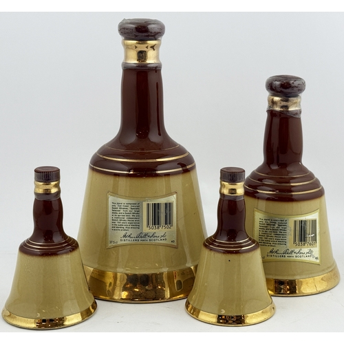 45 - BELLS DECANTER GROUP. Tallest 8ins. Full & sealed. Some wear. (4)