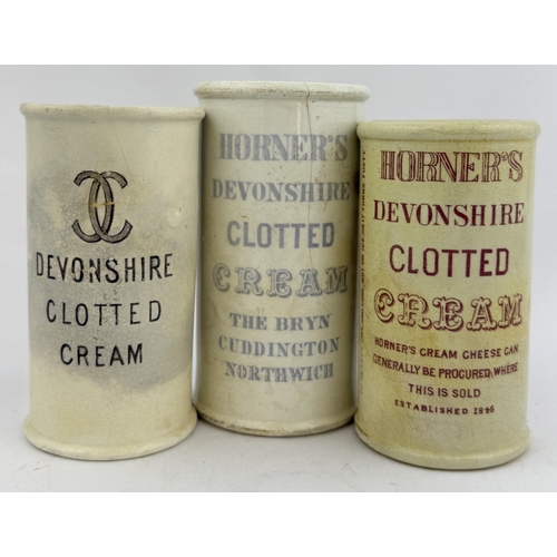 64 - CREAM POT TRIO. Tallest 5ins. Devonshire & Horners. Repaired & hairline. (3)