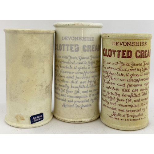 64 - CREAM POT TRIO. Tallest 5ins. Devonshire & Horners. Repaired & hairline. (3)