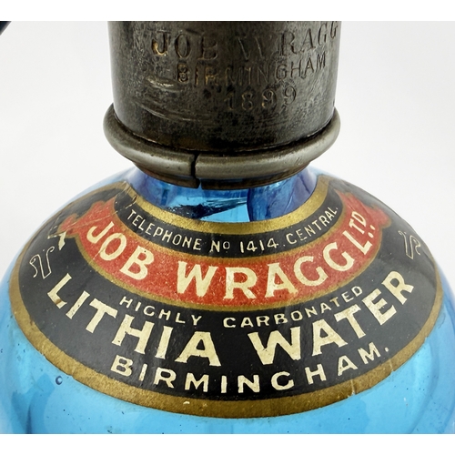 365 - BIRMINGHAM SODA SYPHON. 11.75ins. Electric blue soda syphon JOB WRAGG/ BIRMINGHAM? AND SHIRLEY.Pict.... 