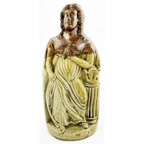 368 - FALCON SPIRIT VAULTS LADY WITH BIRD REFORM FLASK. RF p27. 9.1ins tall. Very rare reform flask probab... 