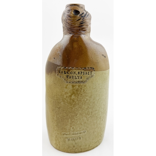 368 - FALCON SPIRIT VAULTS LADY WITH BIRD REFORM FLASK. RF p27. 9.1ins tall. Very rare reform flask probab... 