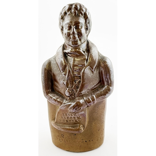 370 - IRISH REFORM CORDIAL FLASK. RF p32. 7.25ins tall. Reform flask modelled as Daniel O Connell, unusual... 