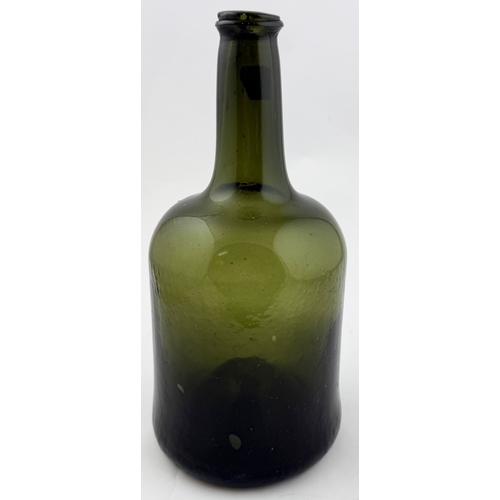 374 - SQUAT ENGLISH CYLINDER BOTTLE. 10.8ins tall. Large squat bodied cylinder, attractive whittling to si... 