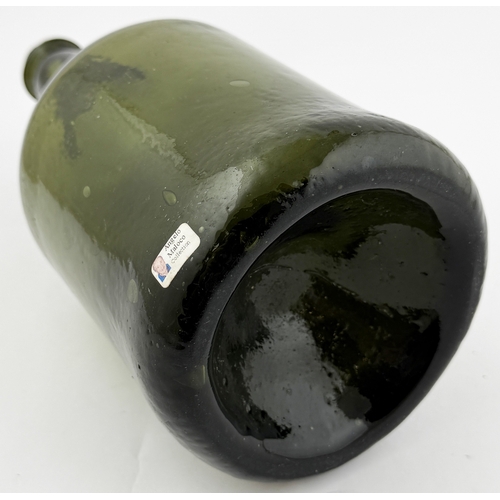 374 - SQUAT ENGLISH CYLINDER BOTTLE. 10.8ins tall. Large squat bodied cylinder, attractive whittling to si... 