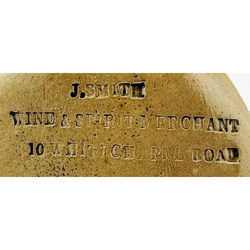 383 - LONDON SALT GLAZE FLASK. 8.25ins tall. Early London salt glaze flask, arched shoulders, flat sides &... 