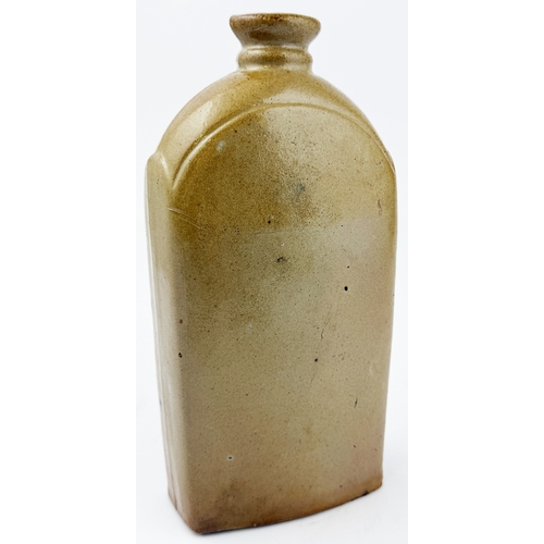 383 - LONDON SALT GLAZE FLASK. 8.25ins tall. Early London salt glaze flask, arched shoulders, flat sides &... 