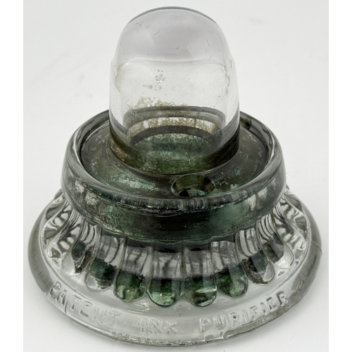 390 - MILLERS PATENT INK PURIFIER BOTTLE. 3.75ins tall. Clear glass Millers 1890 patent ink embossed PATEN... 