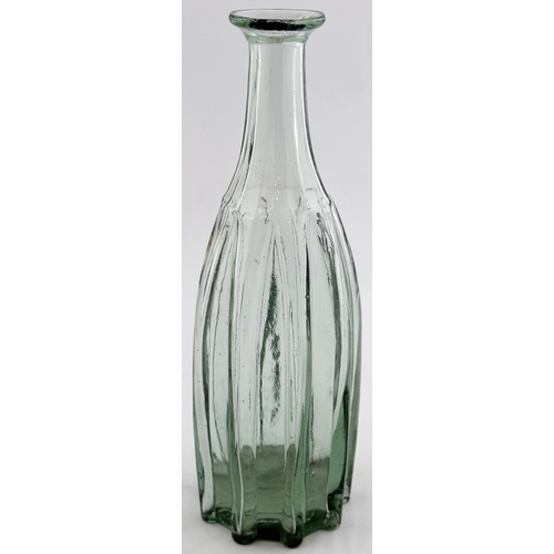 393 - DIAMOND REG DECANTER. 10.75ins tall. Aqua glass, with slight green tint, tooled & flared applied lip... 