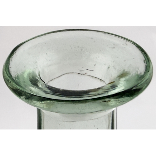 393 - DIAMOND REG DECANTER. 10.75ins tall. Aqua glass, with slight green tint, tooled & flared applied lip... 