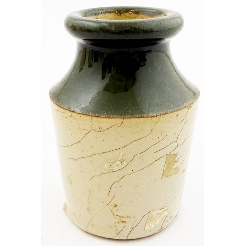 402 - H FISHER ST ANNES-ON-SEA DAIRY CREAM POT. 3ins. Green top cream pot from this Lancashire dairy, unus... 