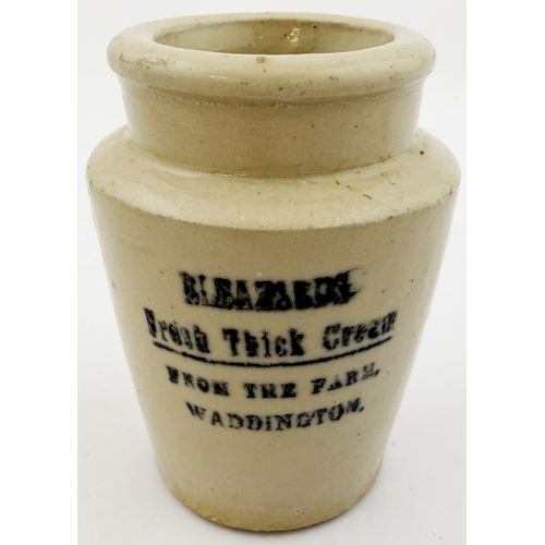 405 - BLEAZARDS WADDINGTON CREAM POT. 2.8ins. Small size all white cream pot printed BLEAZARDS/ Fresh Thic... 
