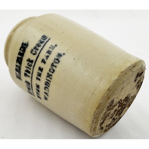 405 - BLEAZARDS WADDINGTON CREAM POT. 2.8ins. Small size all white cream pot printed BLEAZARDS/ Fresh Thic... 
