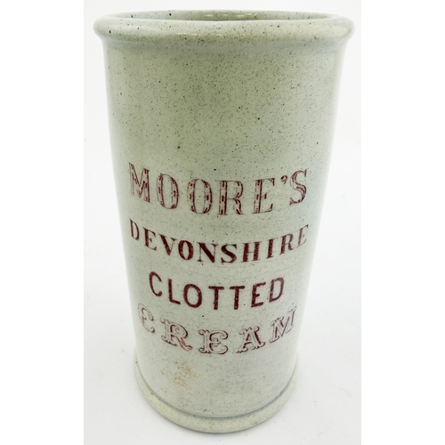 411 - MOORES CREAM CYLINDER. 5ins. Pink trensfer cylinder - MOORES/ DEVONSHIRE/ CLOTTED/ CREAM each side. ... 
