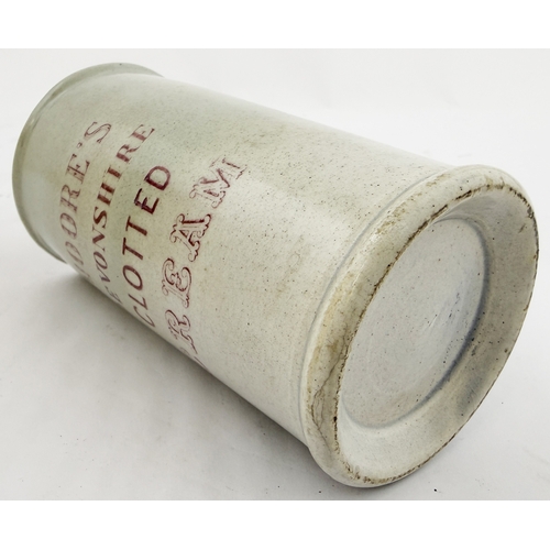 411 - MOORES CREAM CYLINDER. 5ins. Pink trensfer cylinder - MOORES/ DEVONSHIRE/ CLOTTED/ CREAM each side. ... 