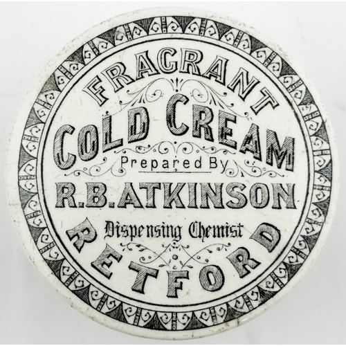 414 - RETFORD COLD CREAM LID. APL p475, 55a. 2.85ins diam. Attractive & ornate border around FRAGRANT/ COL... 