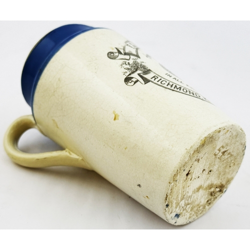 614 - HORNBY RICHMOND & KEW CREAM JUG. 4.25ins tall. Scarce West London blue top handled cream pot from F ... 