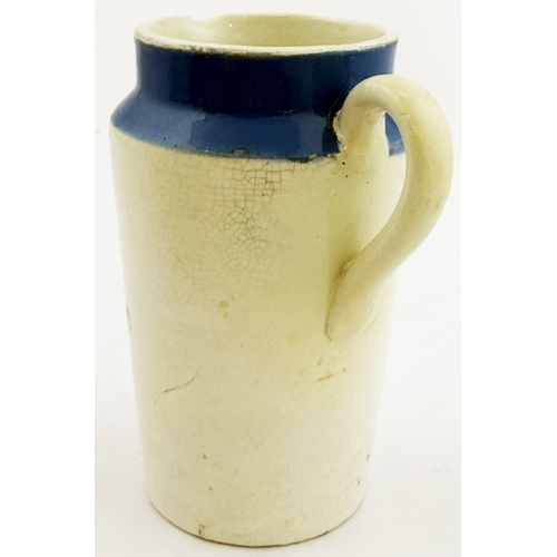 614 - HORNBY RICHMOND & KEW CREAM JUG. 4.25ins tall. Scarce West London blue top handled cream pot from F ... 