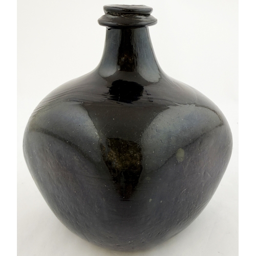 672 - SQUARE BODIED ENGLISH ONION BOTTLE. 5.75ins tall. Square bodied black glass onion, a very rare form ... 