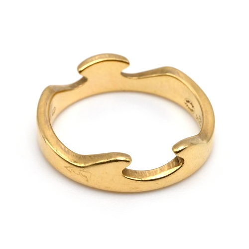 101 - Nina Koppel for Georg Jensen, an 18 carat yellow gold outer Fusion ring, Number 53, with convention ... 