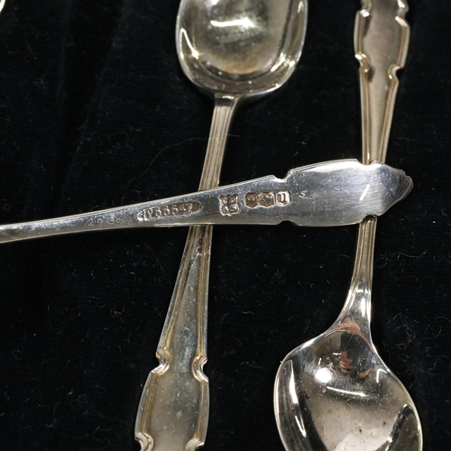 146 - A cased set of six silver teaspoons; another two cased sets of six silver teaspoons, a cased set of ... 