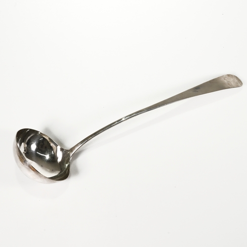 147 - A Georgian Scottish silver soup ladle, possibly Alexander Gardener, Edinburgh 1799, Old English patt... 