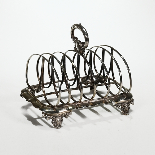 171 - A Victorian silver toast rack, William Bateman and Daniel Ball, London 1841, six divisions to a shap... 