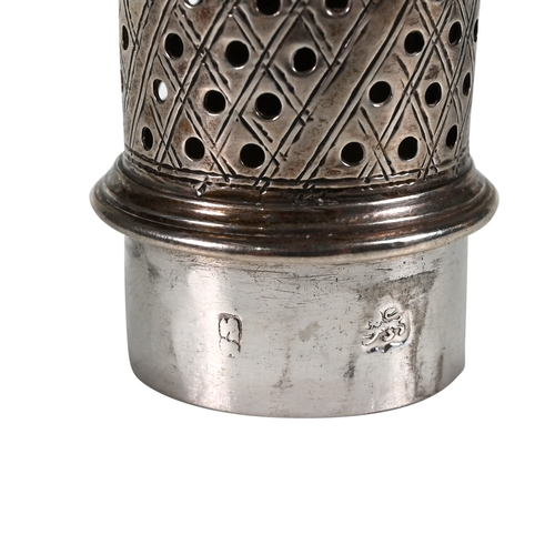 180 - A Georgian silver caster, London 1784, includes duty mark but seemingly no makers mark, of usual sho... 