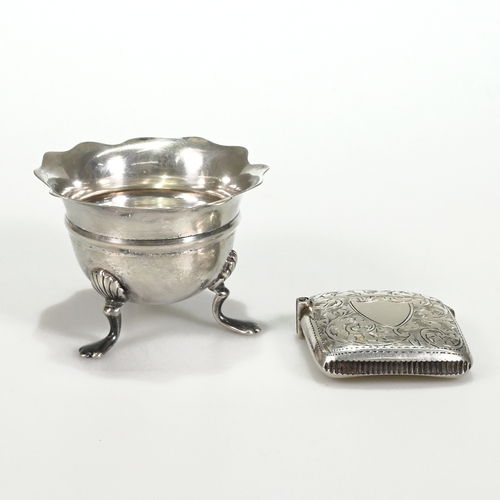 181 - A silver vesta case; with a silver salt; 50 grams gross.