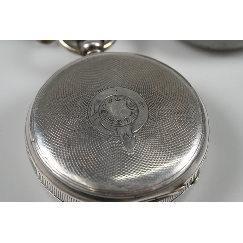 208 - Two pocket watches including a skeleton example apparently unmarked, 4.3cm dial with Roman numerals ... 