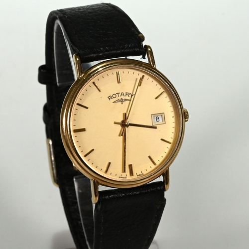 216 - Rotary, a gentleman’s 9 carat gold quartz wrist watch, with date, on a strap