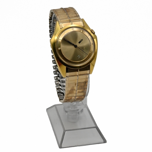 232 - Zodiac, a gentleman’s plated bracelet automatic Mystery watch, the gilt dial with a ‘floating’ hour ... 