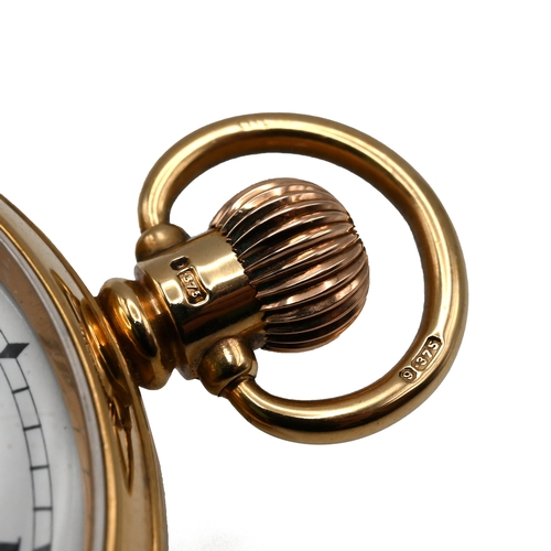 246 - Zenith, a 9 carat gold open faced pocketwatch, the signed white enamel dial with black Romannumerals... 