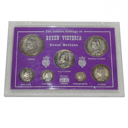 258 - 1887-1892 Queen Victoria 'Jubilee Head' coin set. Seven coins from five shillings crown to threepenc... 