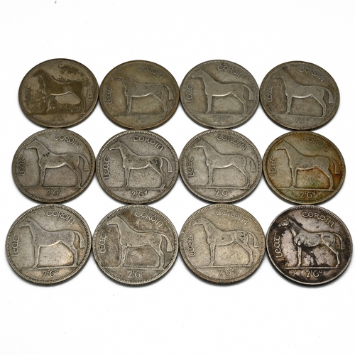 259 - A selection of 12 silver half crowns minted for use in Ireland between 1928 and 1942. The coins incl... 