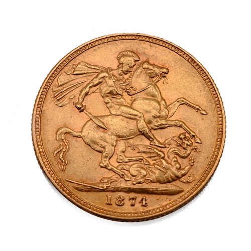 267 - A 1874 Young Head full sovereign.