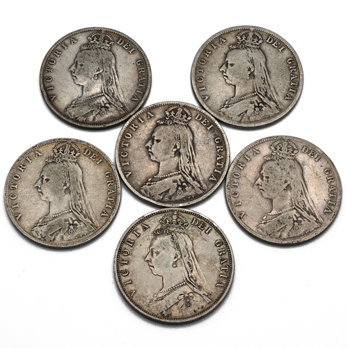 283 - A date run of the sterling silver Queen Victoria 'Jubilee Head' half crown coins issued between 1887... 