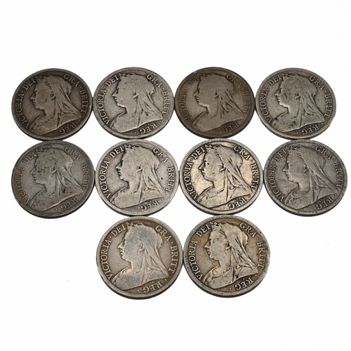 284 - 1893-1901 Queen Victoria Half Crowns. A full set of the dates featuring the 'Veiled Head' reverse ty... 