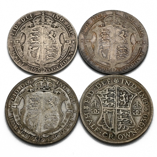 285 - A selection of four half crowns from the reigns of King Edward VII and King George V to include the ... 