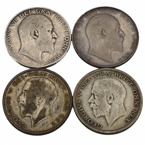 285 - A selection of four half crowns from the reigns of King Edward VII and King George V to include the ... 