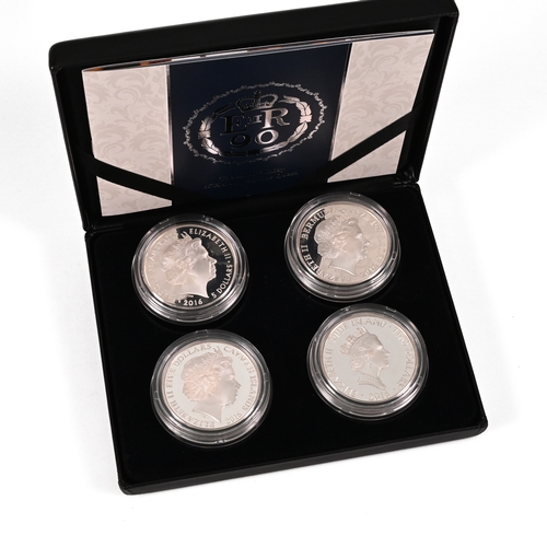 325 - 2016 Royal Mint Elizabeth II 90th Birthday Silver Proof Coins Set. A set of four sterling silver coi... 