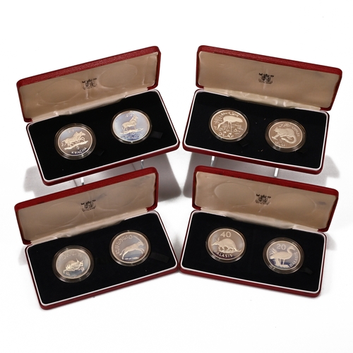 326 - A collection of four sets of sliver proof 'Conservation Series' coins issued by the Royal Mint in 19... 