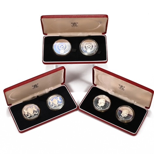 327 - A collection of three sets of silver proof 'Conservation Series' coins issued by the Royal Mint in 1... 