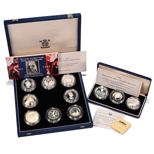 331 - A pair of silver proof coin sets issued by the Royal Mint in 1994 and 1995, both commemorating WWII ... 