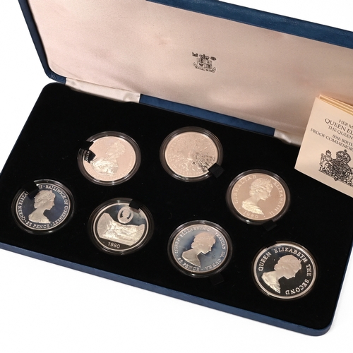 335 - 1980 Queen Mother Silver Proof Coins Set of seven silver coins made to commemorate her 80th birthday... 