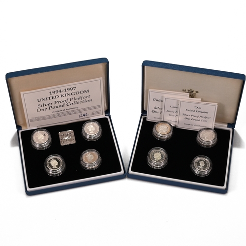 347 - Two Sets of Royal Mint Silver Proof Piedfort (double thickness) £1 Coins comprising: : 1994-1997 Pie... 