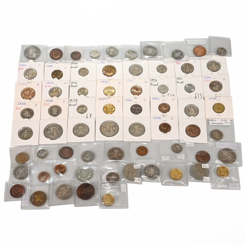 363 - An assortment of loose coinage from GB Proof Sets dating 1950 to 1970 to include: 1950 - 23 Loose Pr... 