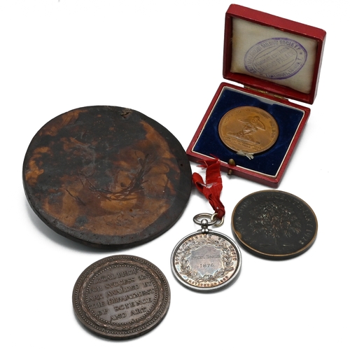 365 - Group of five Victorian and later medallions comprising: 1856 Queen Victoria Bronze Science and Arts... 